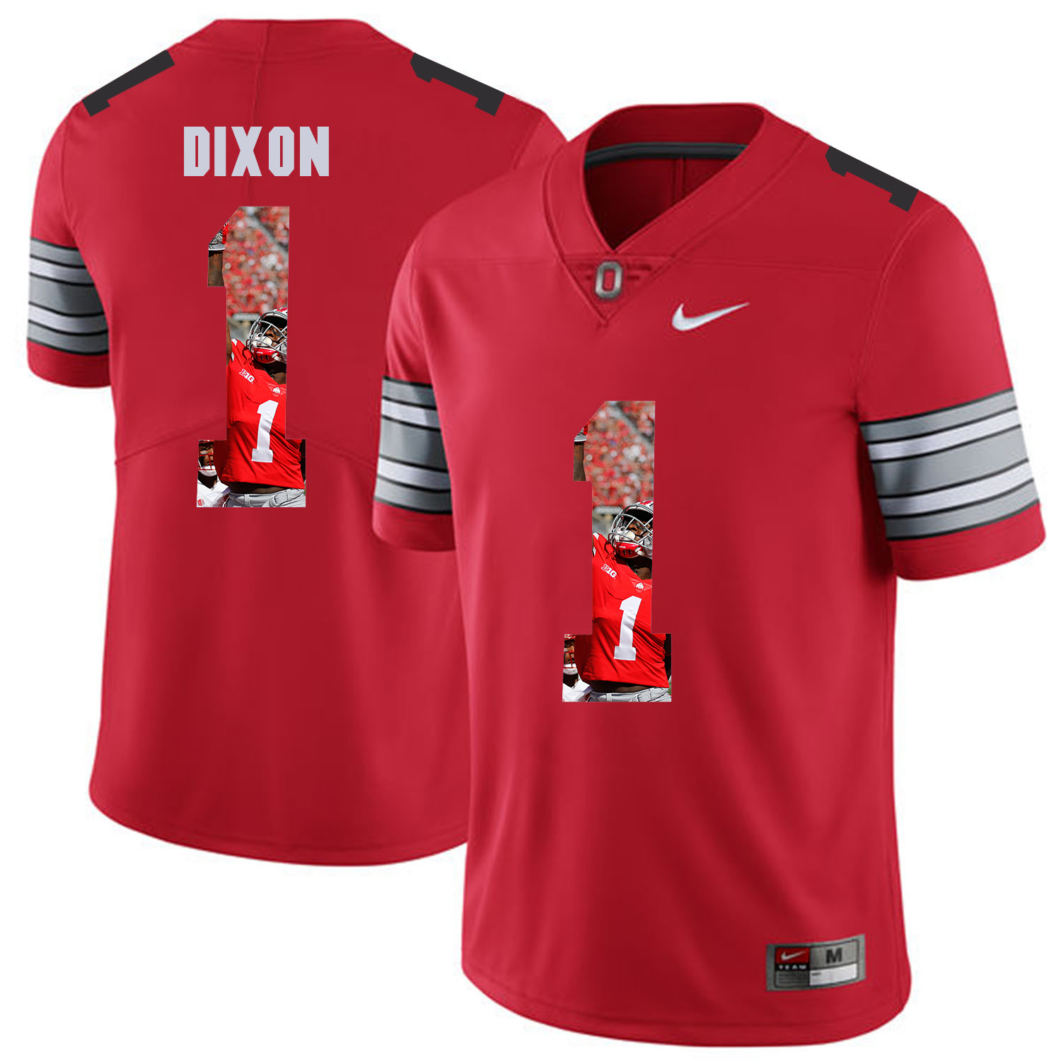 Men Ohio State 1 Dixon Red Fashion Edition Customized NCAA Jerseys
